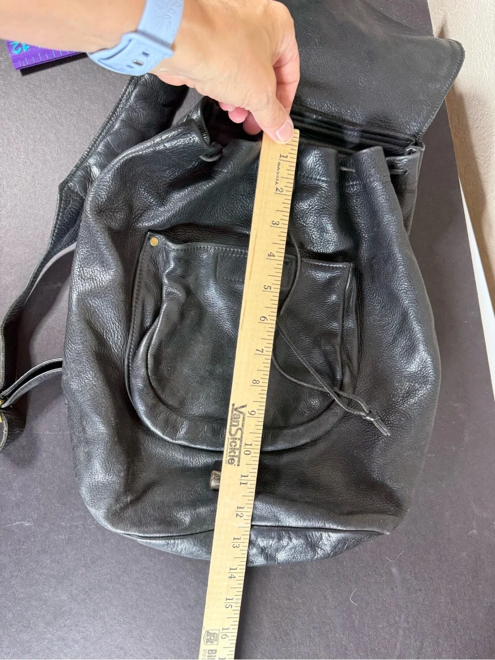 Classic Black Leather Backpack